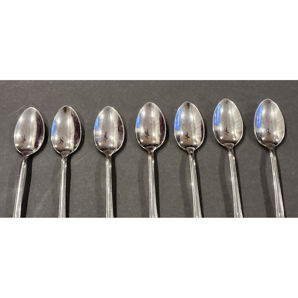 EKCO Stainless Chevron Iced Tea Spoons Made USA Set of 7 - Picture 3 of 8
